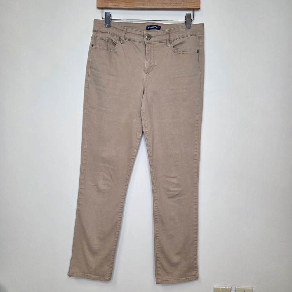 Bandolino Mandie Tan Khaki Straight‎ Leg Pants Womens 8P Petite Stretch Cotton